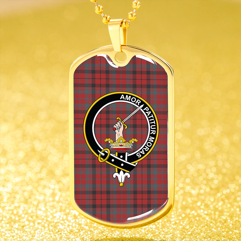 Lumsden of Kintore Weathered Clan Badge Classic Tartan Dog Tag Necklace