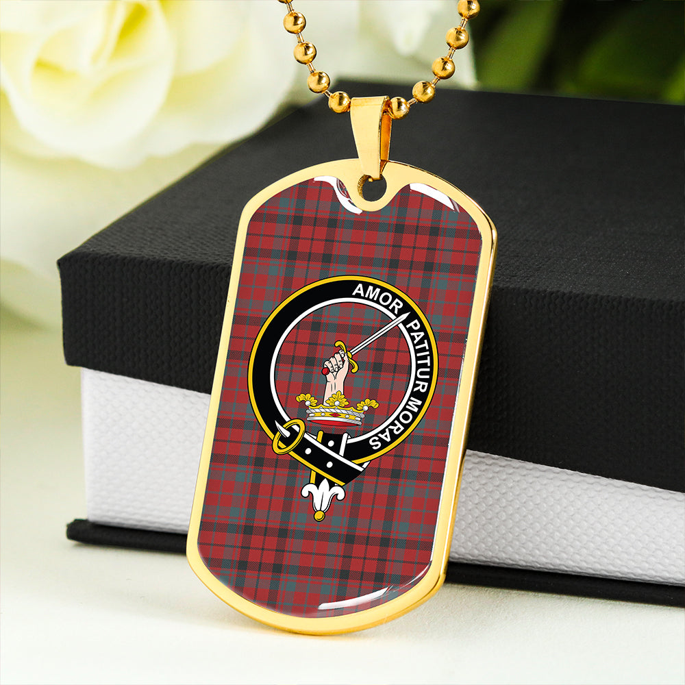 Lumsden of Kintore Weathered Clan Badge Classic Tartan Dog Tag Necklace