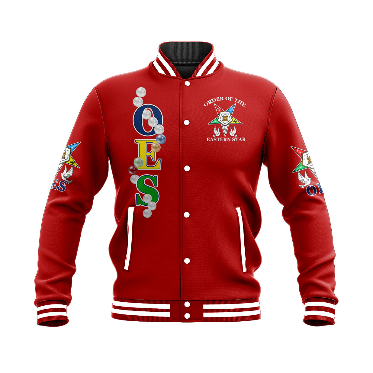 Order Of The Eastern Star Pearls Red Baseball Jacket T09