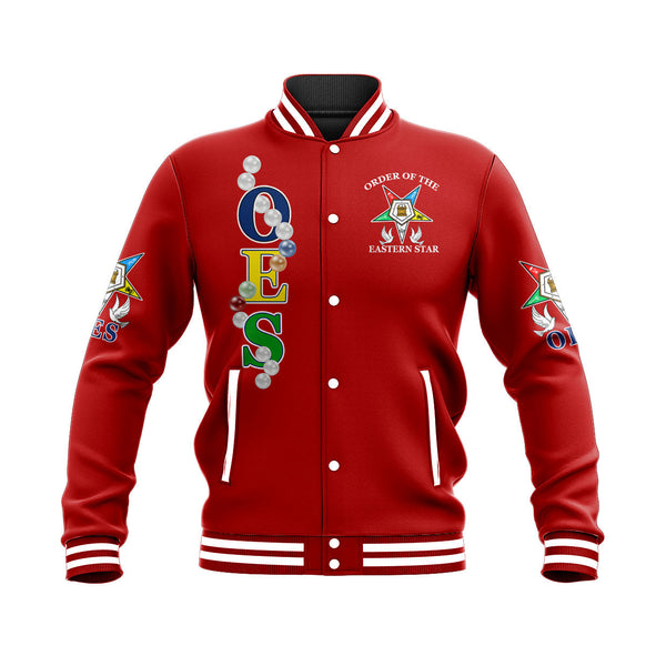 Order Of The Eastern Star Pearls Red Baseball Jacket T09