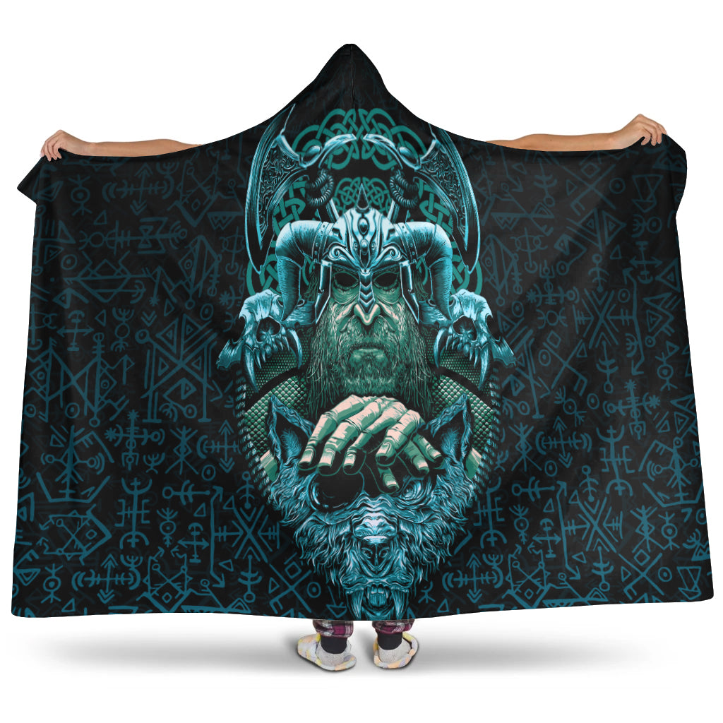 Viking Hooded Blanket Odin With Fenrir