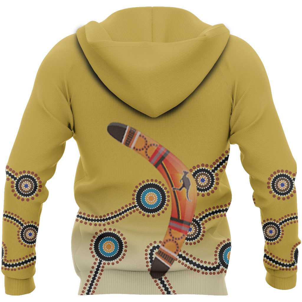 Aboriginal Zip Hoodie - Australia Map Circle Flag Dot Painting