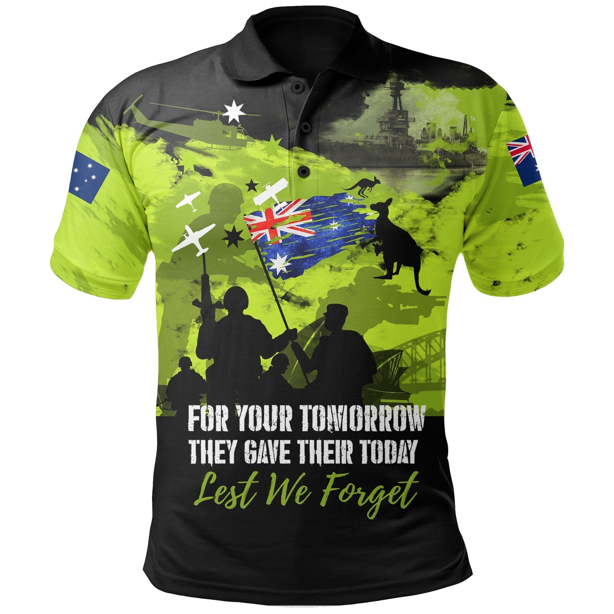 Anzac Polo - Anzac Australia Flag Lest We Forget Polo Shirt