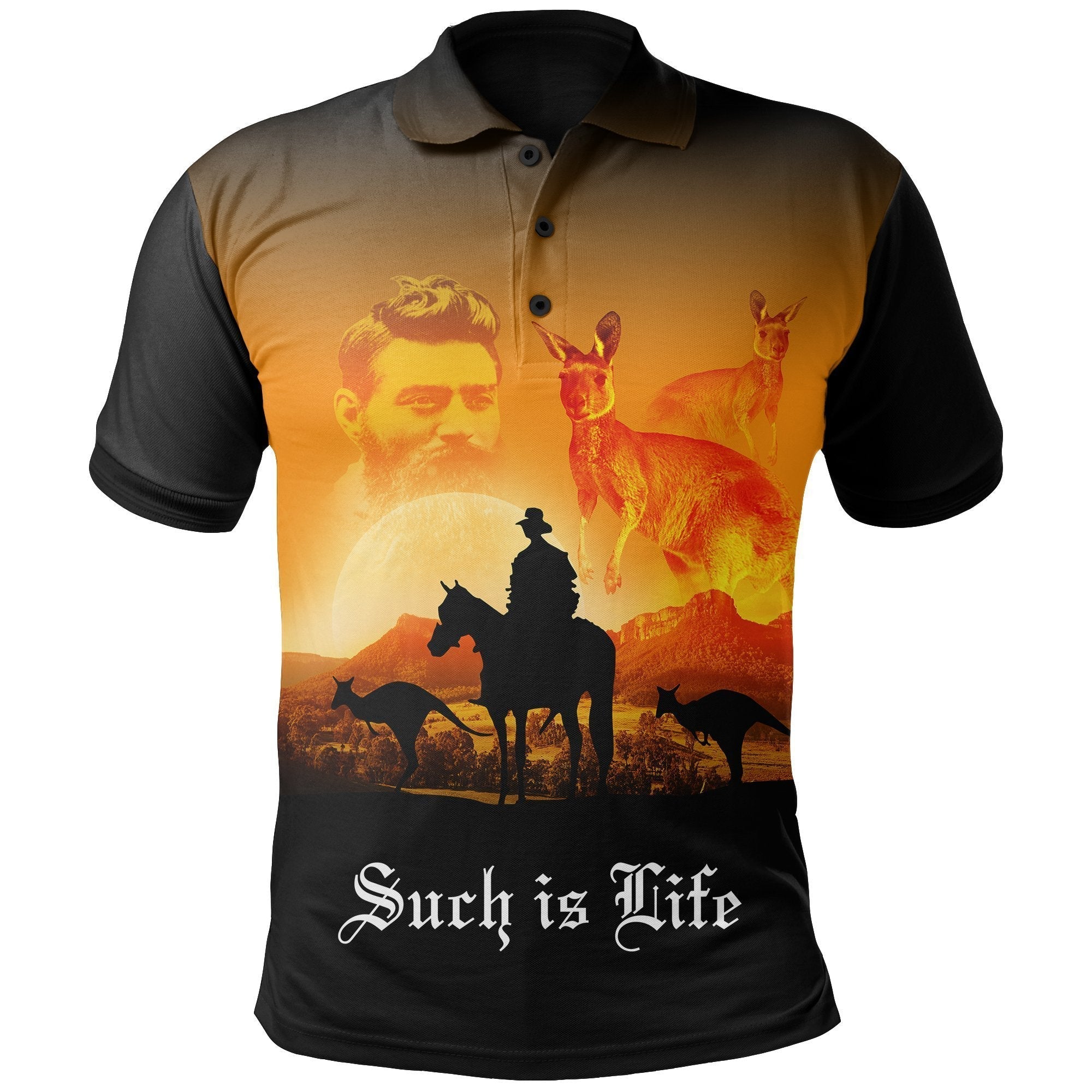 Anzac Polo - Anzac Lest We Forget Kangaro Sunset Polo Shirt