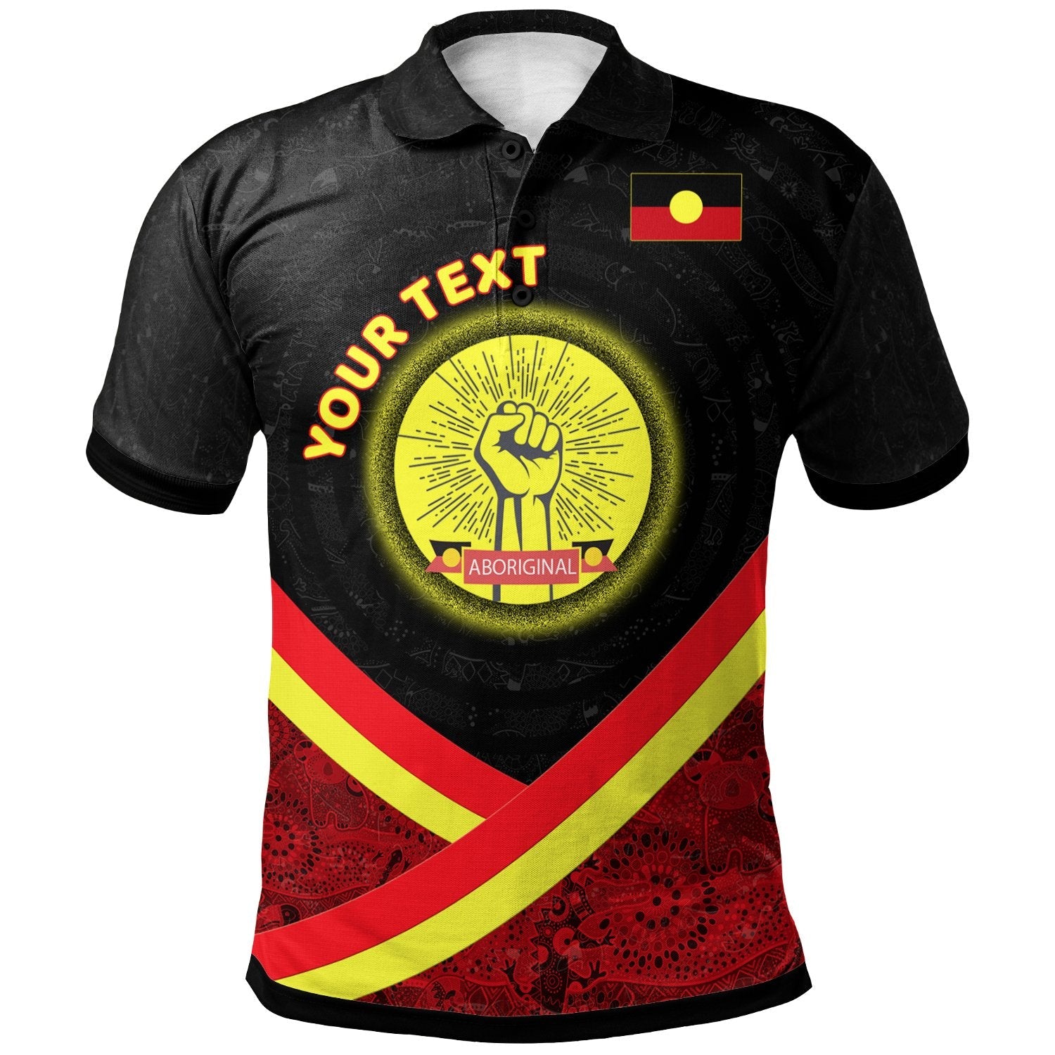 Aboriginal Polo - (Custom Text) Aboriginal Flag And Animals Pattern Polo Shirt
