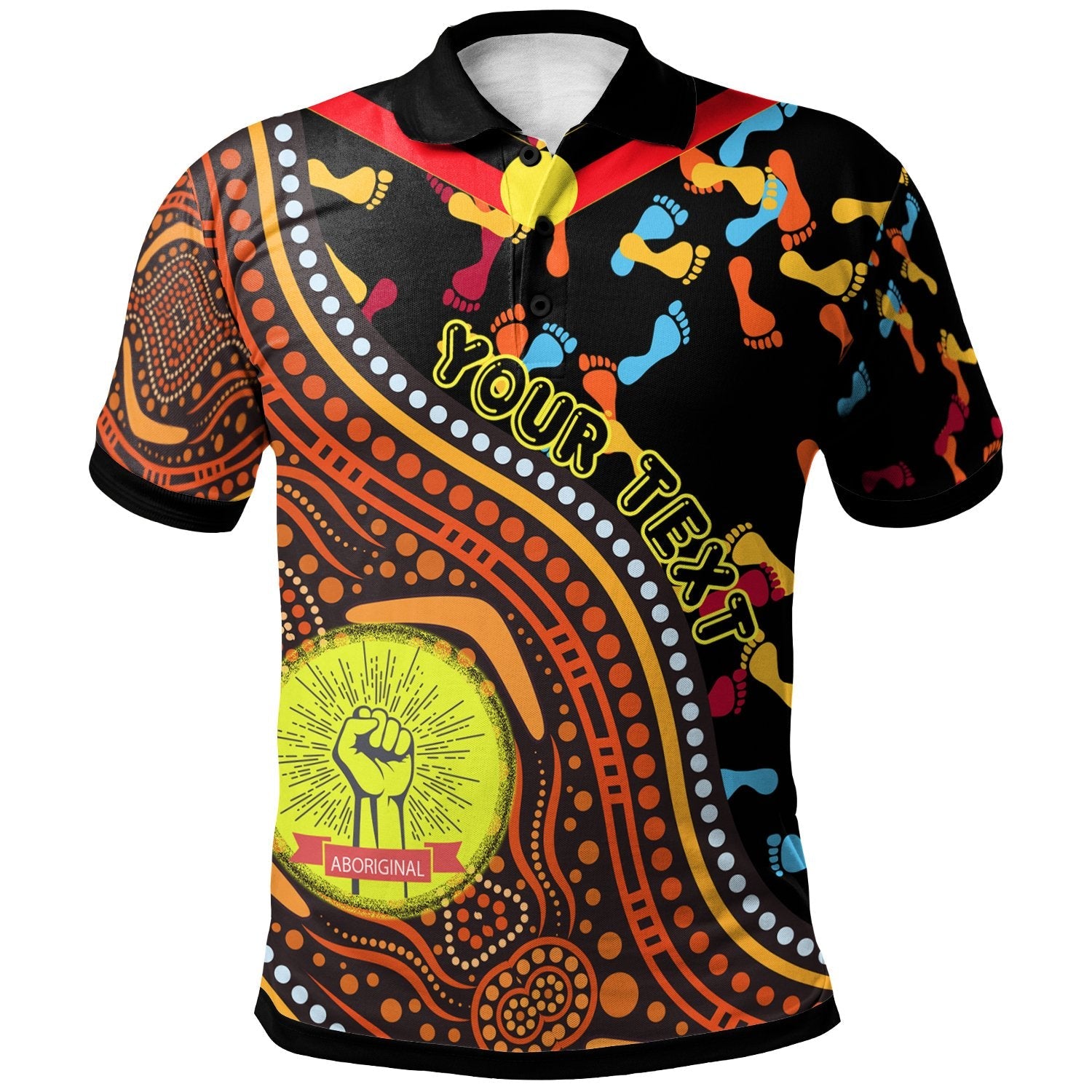 Aboriginal Polo - (Custom Text) Polo Shirt- Aboriginal Style & Flag, Black Live Matter Polo Shirt