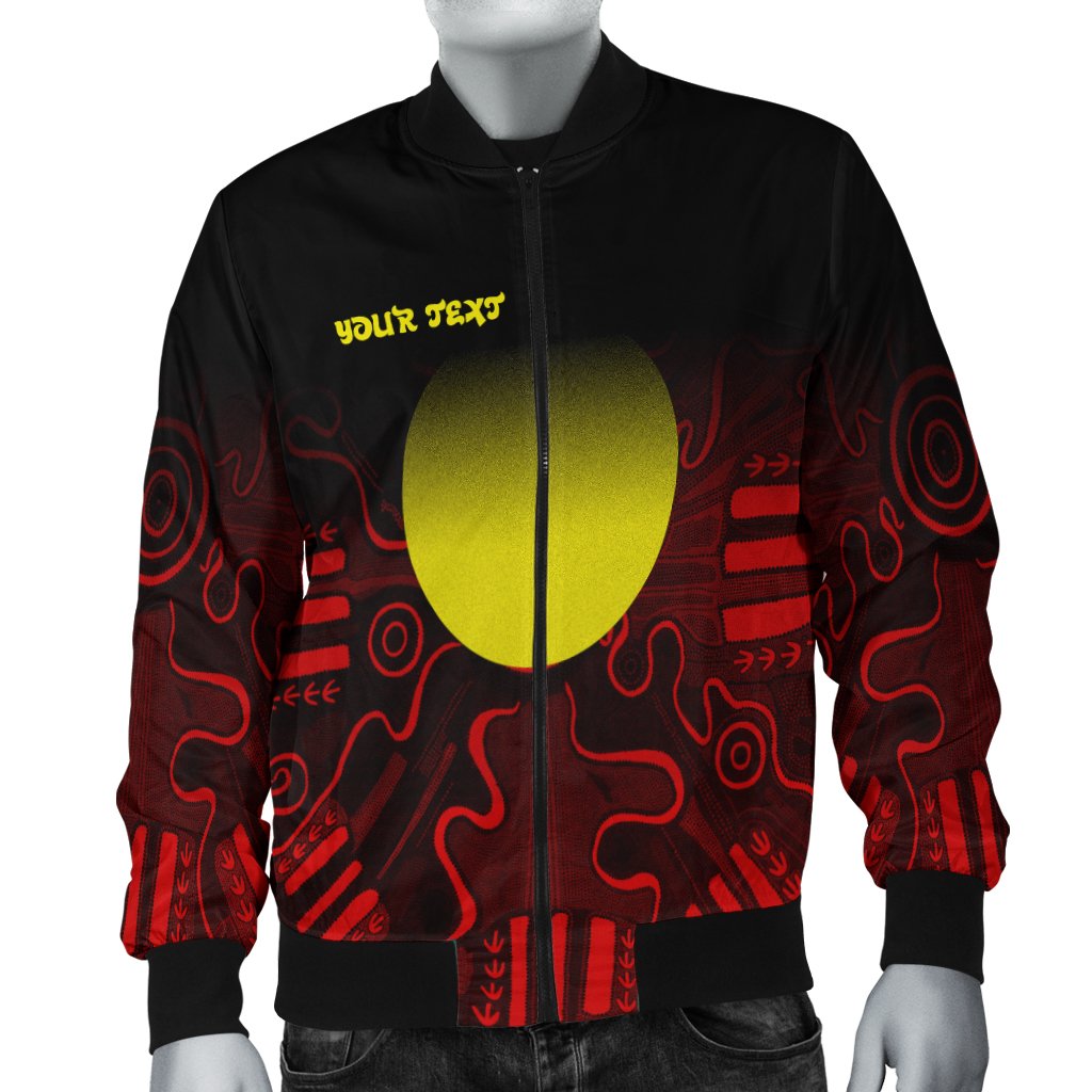 (Custom Text) Aboriginal Bomber Jacket - Indigenous Flag Grunge Style