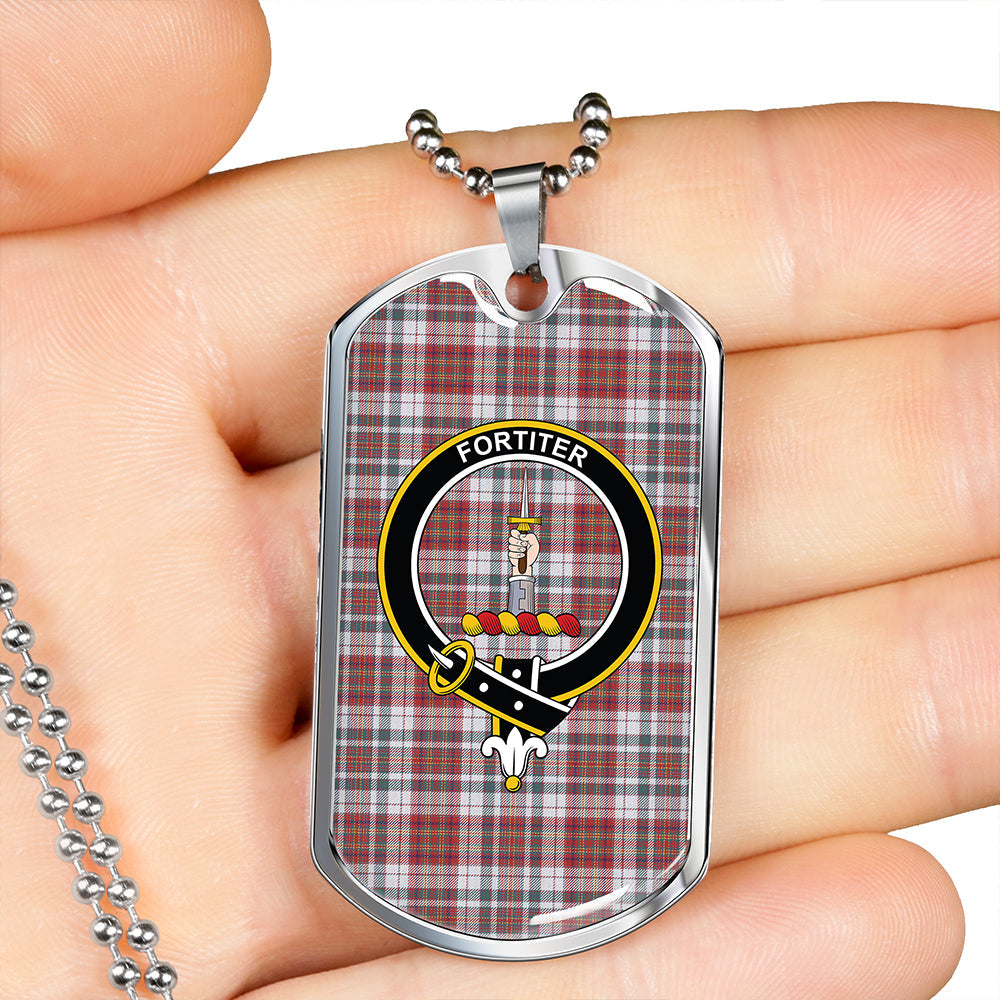 MacAlister Dress Weathered Clan Badge Classic Tartan Dog Tag Necklace