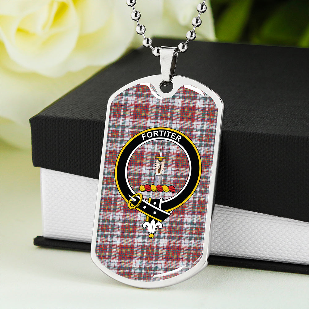 MacAlister Dress Weathered Clan Badge Classic Tartan Dog Tag Necklace
