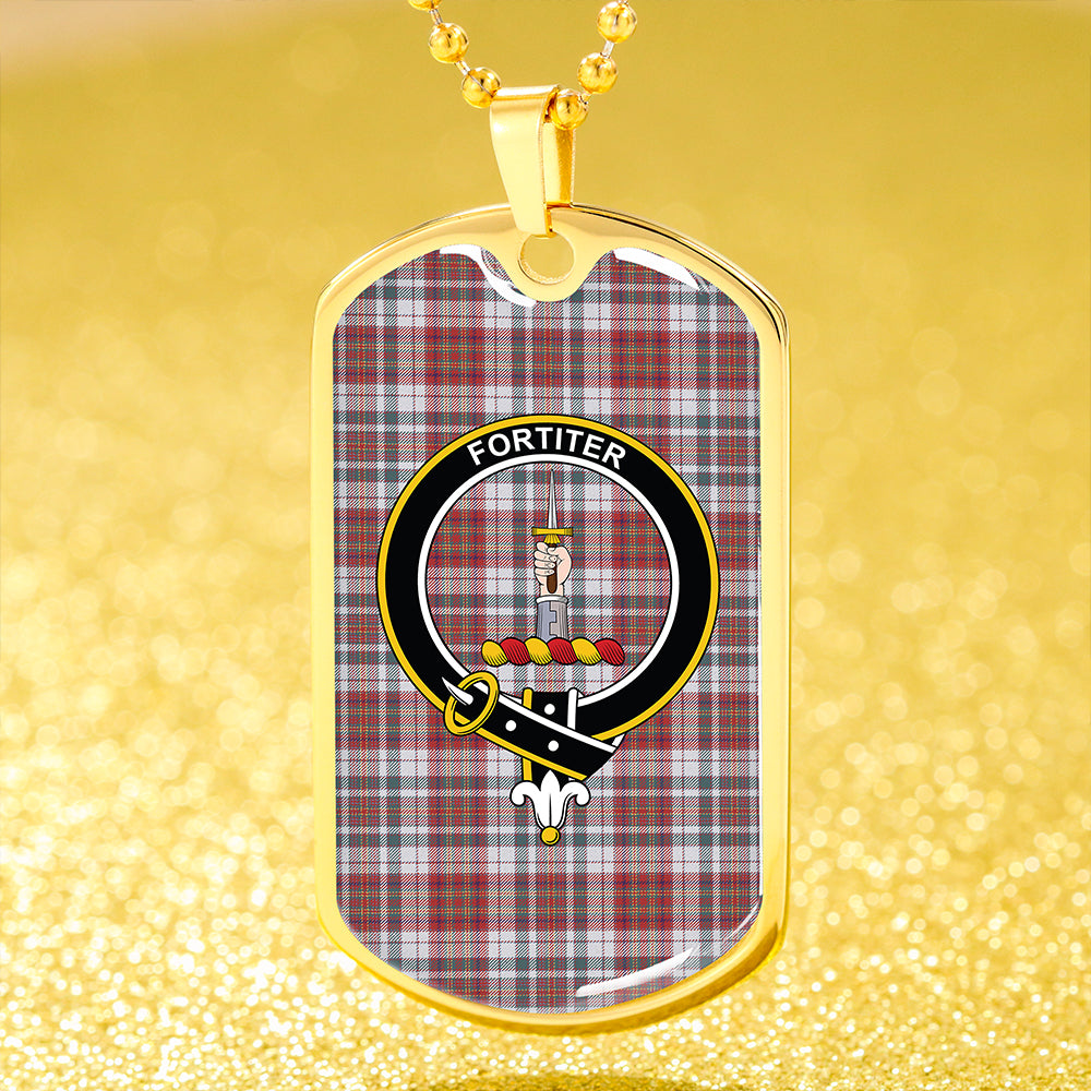 MacAlister Dress Weathered Clan Badge Classic Tartan Dog Tag Necklace
