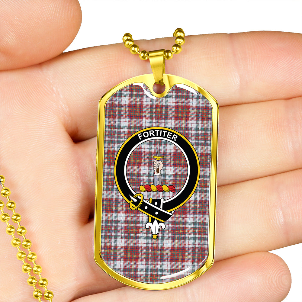 MacAlister Dress Weathered Clan Badge Classic Tartan Dog Tag Necklace