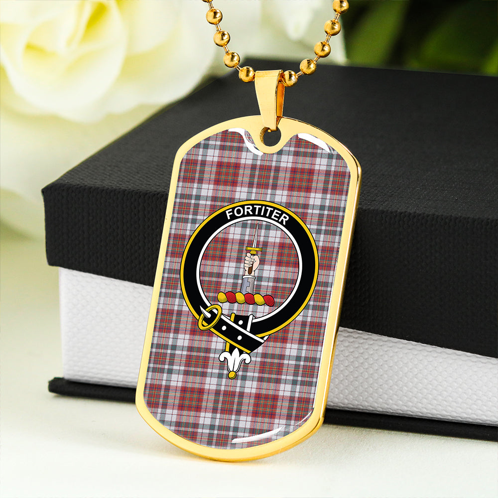 MacAlister Dress Weathered Clan Badge Classic Tartan Dog Tag Necklace