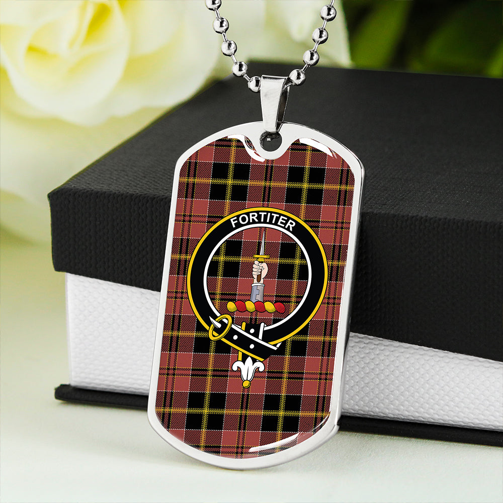 MacAlister of Skye Ancient Clan Badge Classic Tartan Dog Tag Necklace