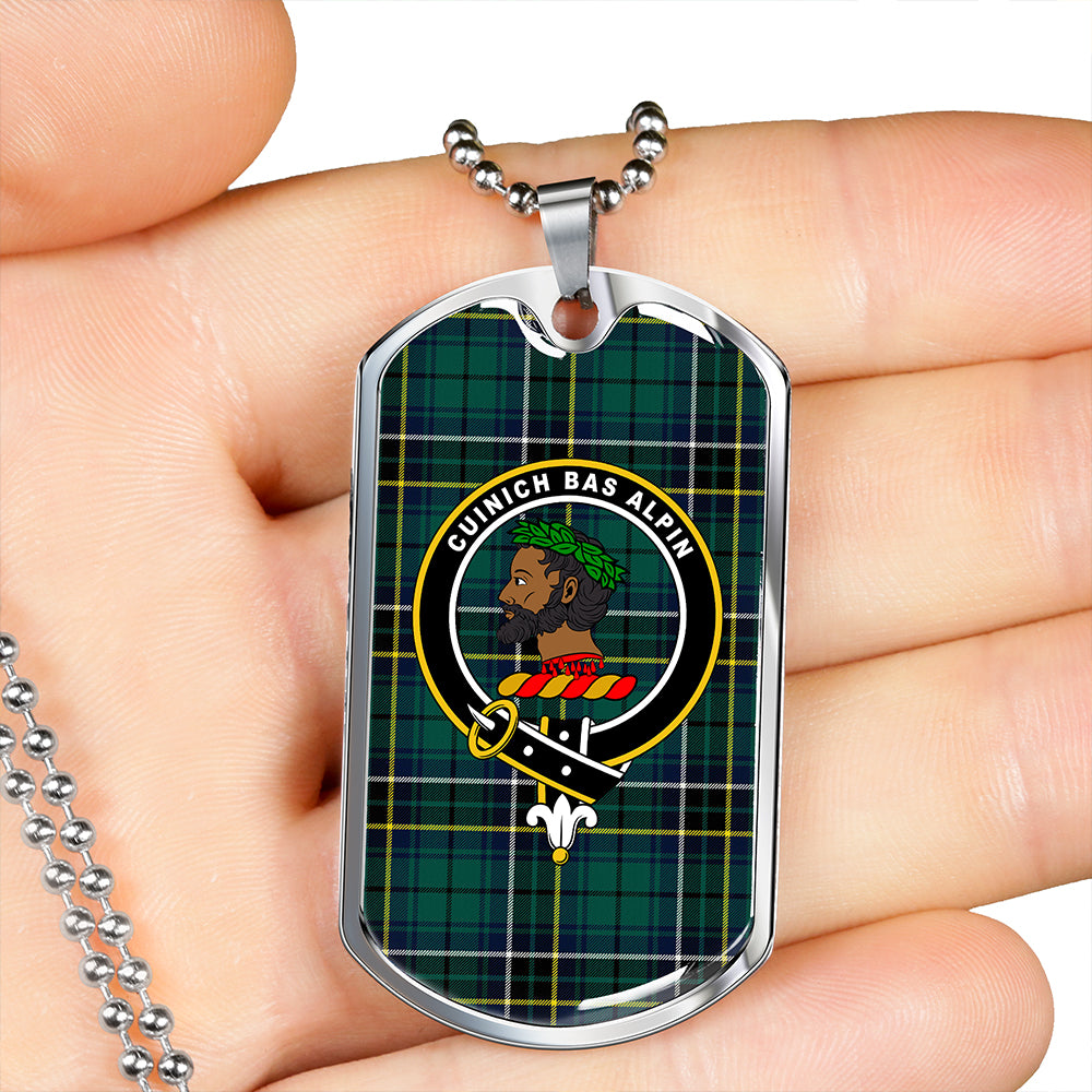 MacAlpine Modern Clan Badge Classic Tartan Dog Tag Necklace