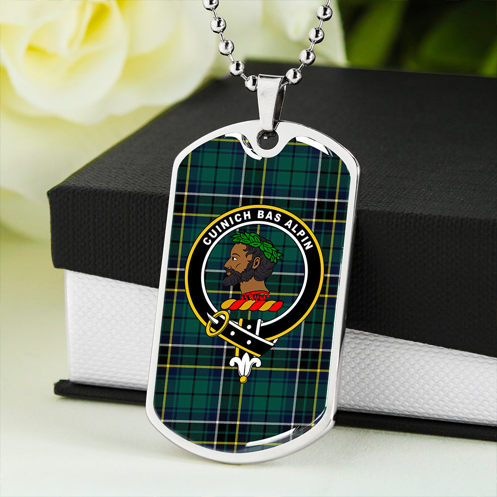 MacAlpine Modern Clan Badge Classic Tartan Dog Tag Necklace