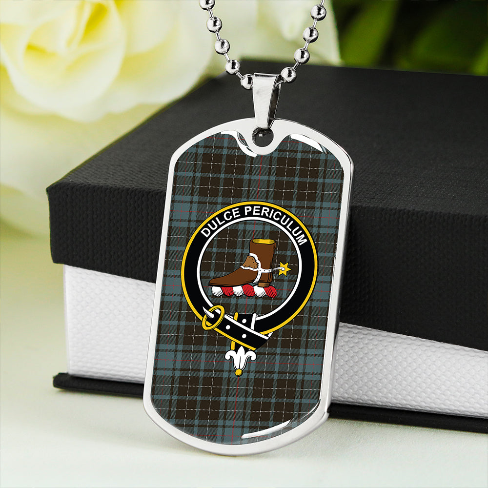 MacAulay Hunting Weathered Clan Badge Classic Tartan Dog Tag Necklace
