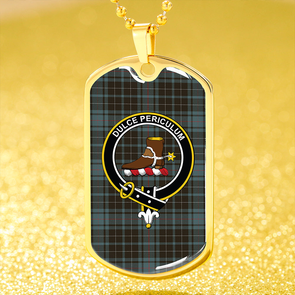 MacAulay Hunting Weathered Clan Badge Classic Tartan Dog Tag Necklace