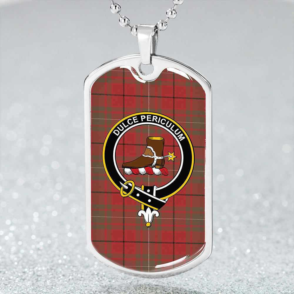 MacAulay Weathered Clan Badge Classic Tartan Dog Tag Necklace