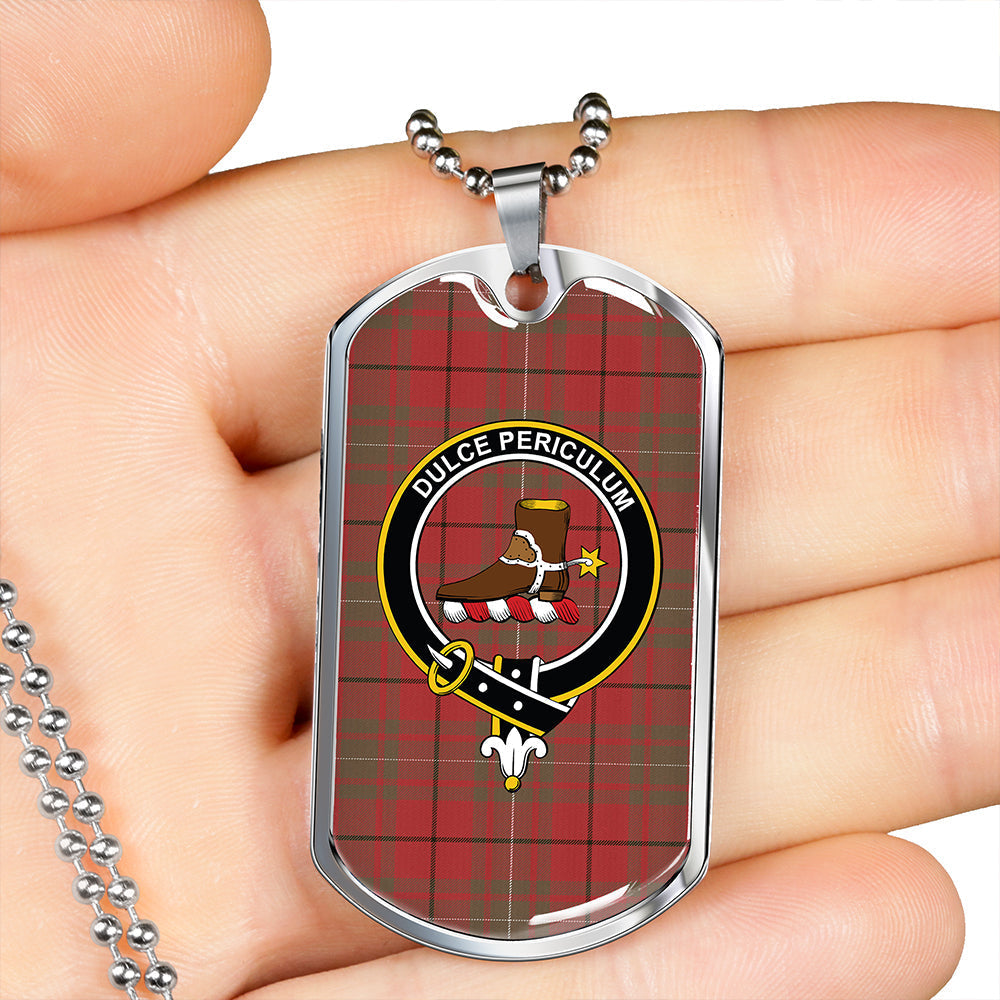 MacAulay Weathered Clan Badge Classic Tartan Dog Tag Necklace