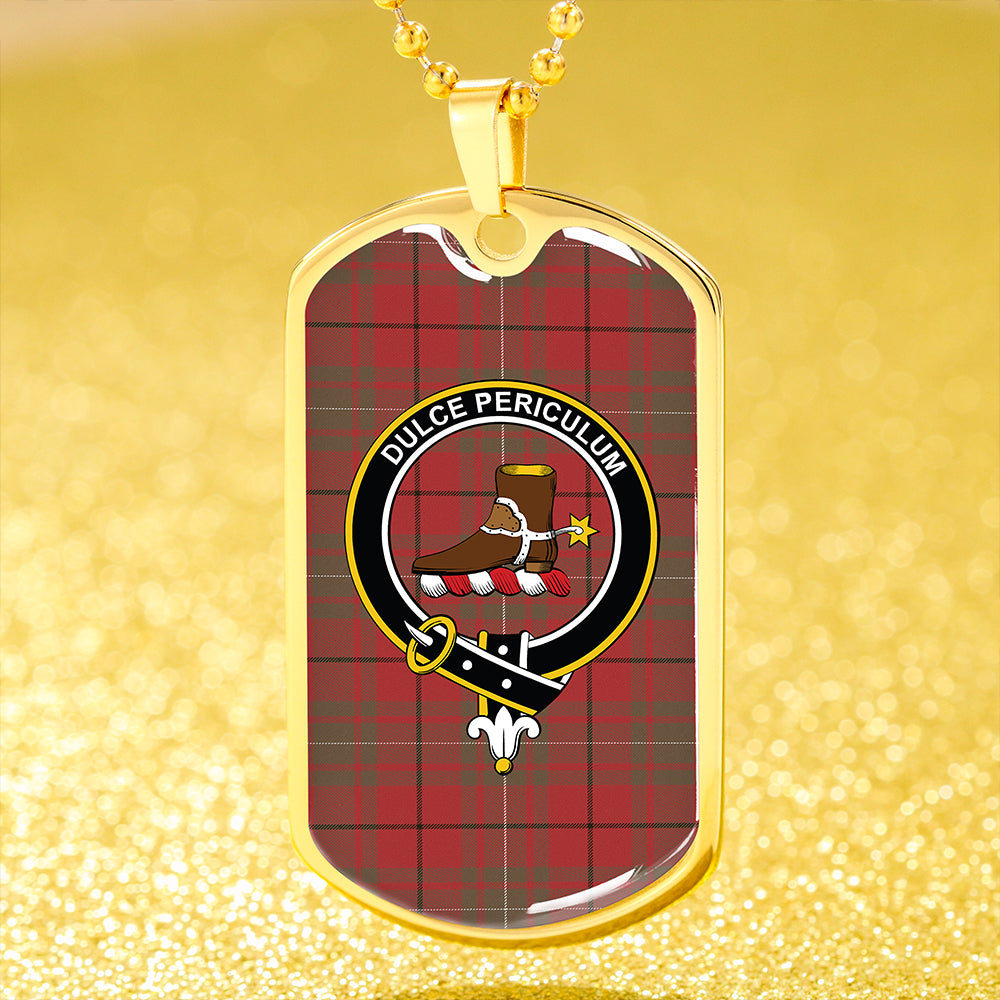 MacAulay Weathered Clan Badge Classic Tartan Dog Tag Necklace