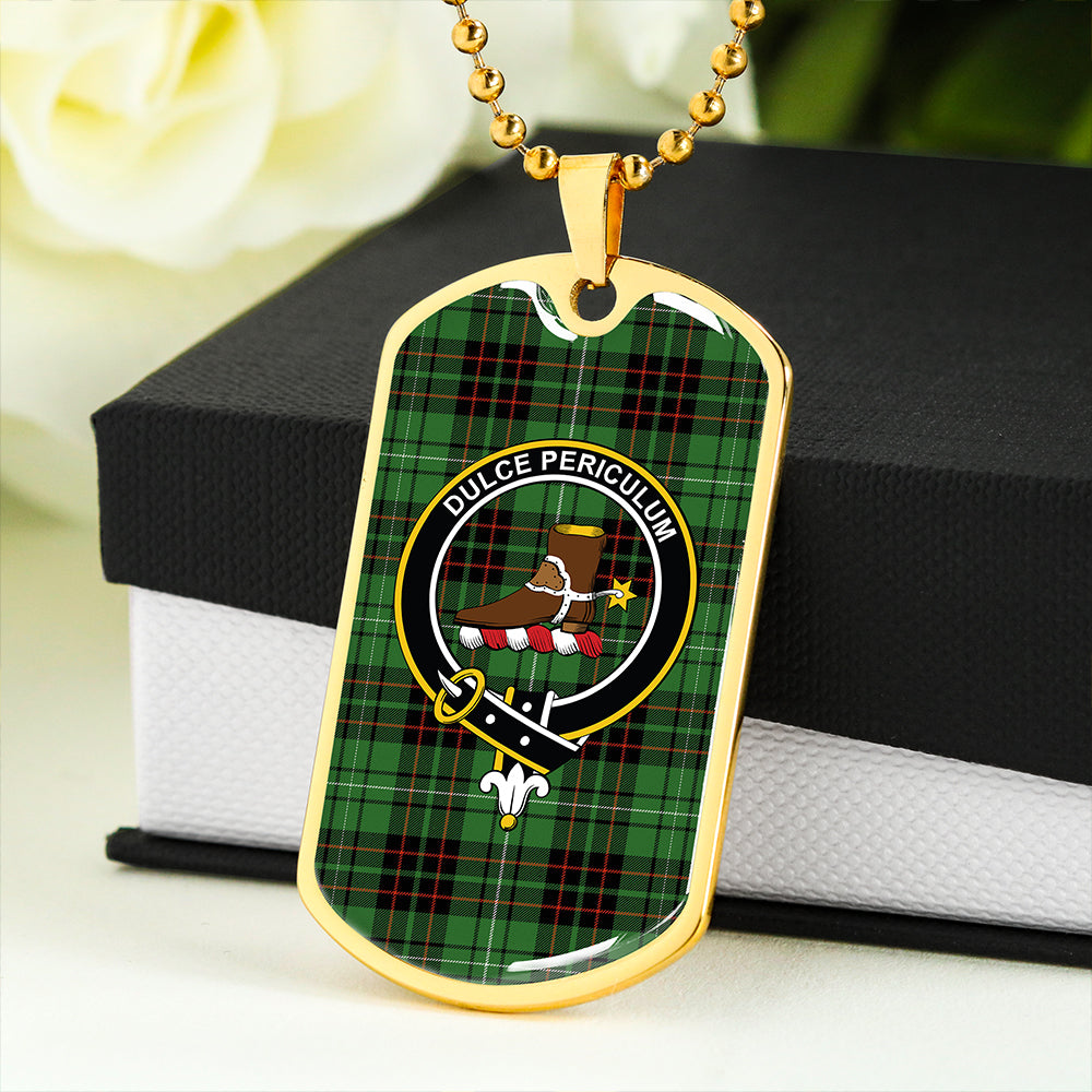 MacAulay of Lewis Ancient Clan Badge Classic Tartan Dog Tag Necklace
