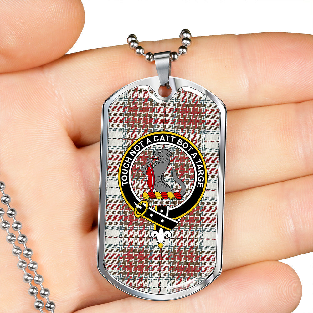 MacBean Dress (MacBain Dress) Weathered Clan Badge Classic Tartan Dog Tag Necklace