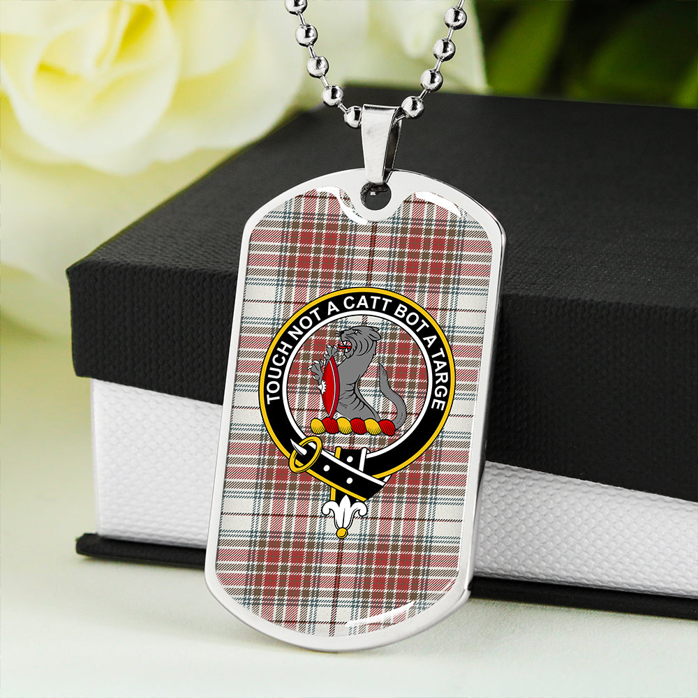 MacBean Dress (MacBain Dress) Weathered Clan Badge Classic Tartan Dog Tag Necklace