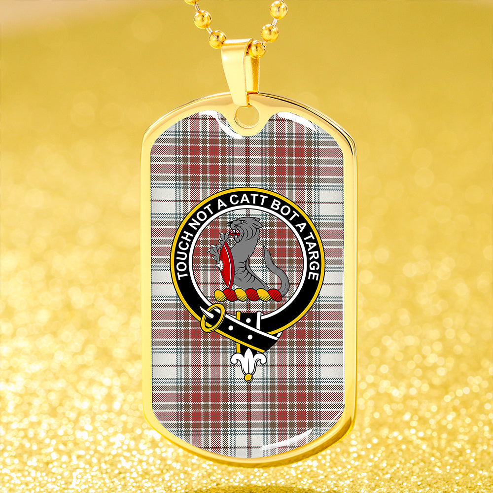 MacBean Dress (MacBain Dress) Weathered Clan Badge Classic Tartan Dog Tag Necklace