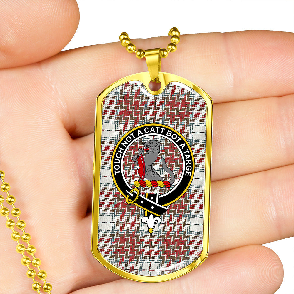 MacBean Dress (MacBain Dress) Weathered Clan Badge Classic Tartan Dog Tag Necklace