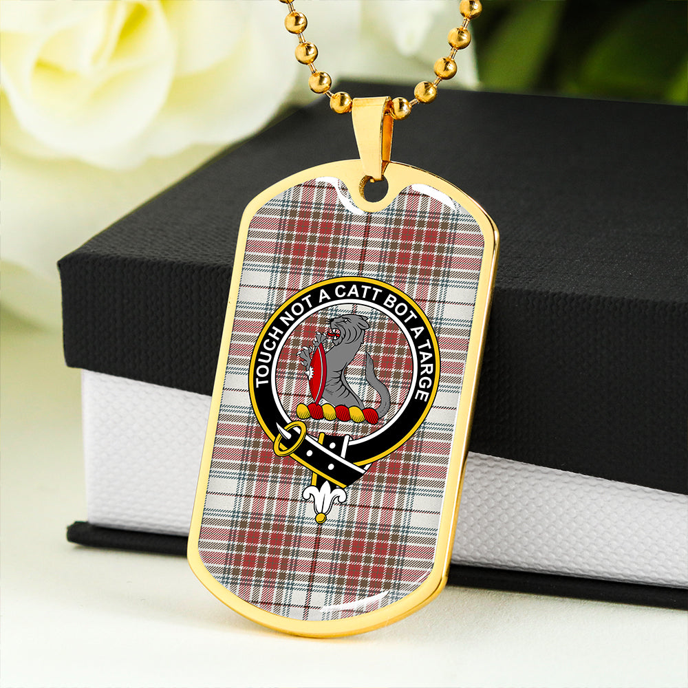 MacBean Dress (MacBain Dress) Weathered Clan Badge Classic Tartan Dog Tag Necklace