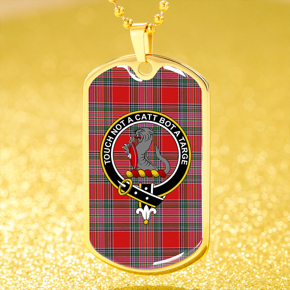 MacBean (MacBain) Modern Clan Badge Classic Tartan Dog Tag Necklace