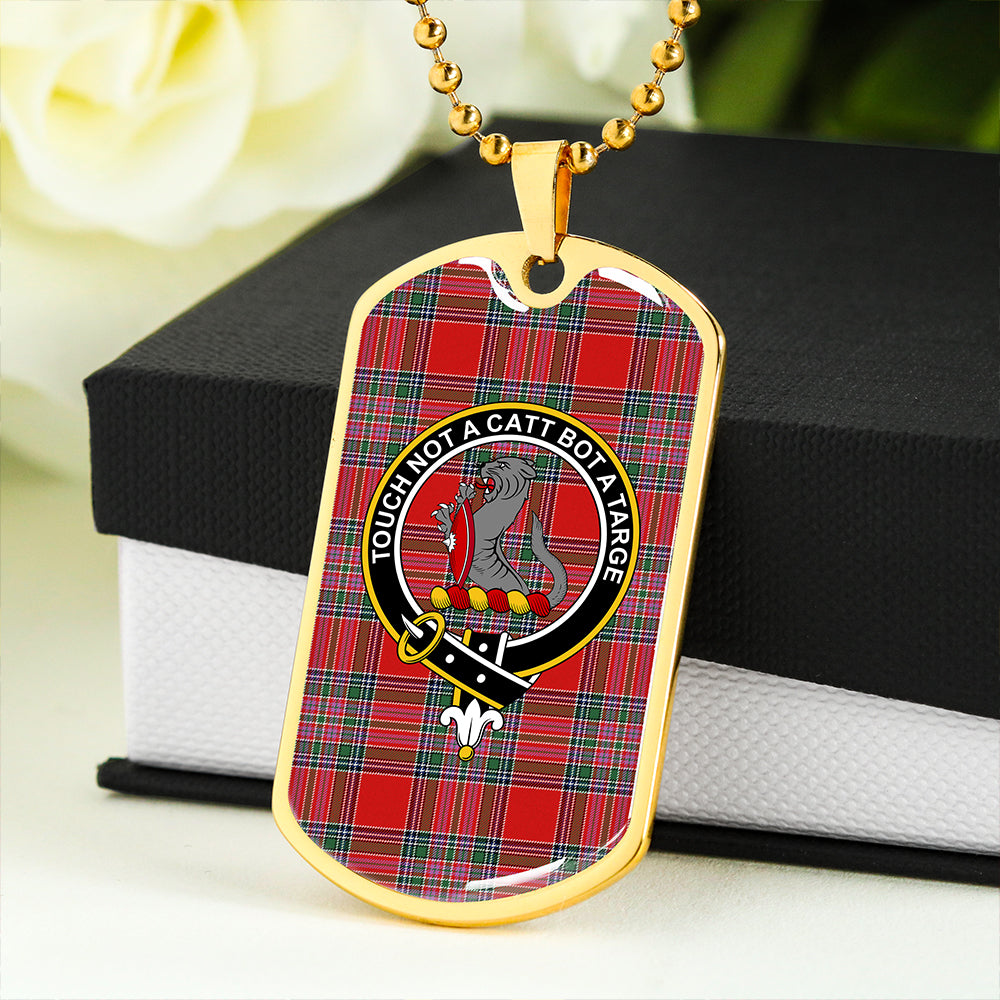 MacBean (MacBain) Modern Clan Badge Classic Tartan Dog Tag Necklace