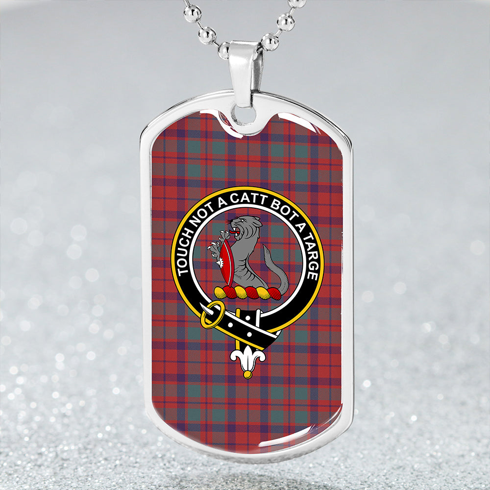 MacBean of Tomatin (MacBain of Tomatin) Weathered Clan Badge Classic Tartan Dog Tag Necklace