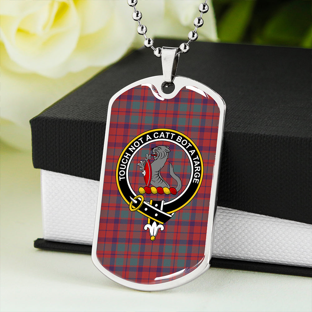 MacBean of Tomatin (MacBain of Tomatin) Weathered Clan Badge Classic Tartan Dog Tag Necklace
