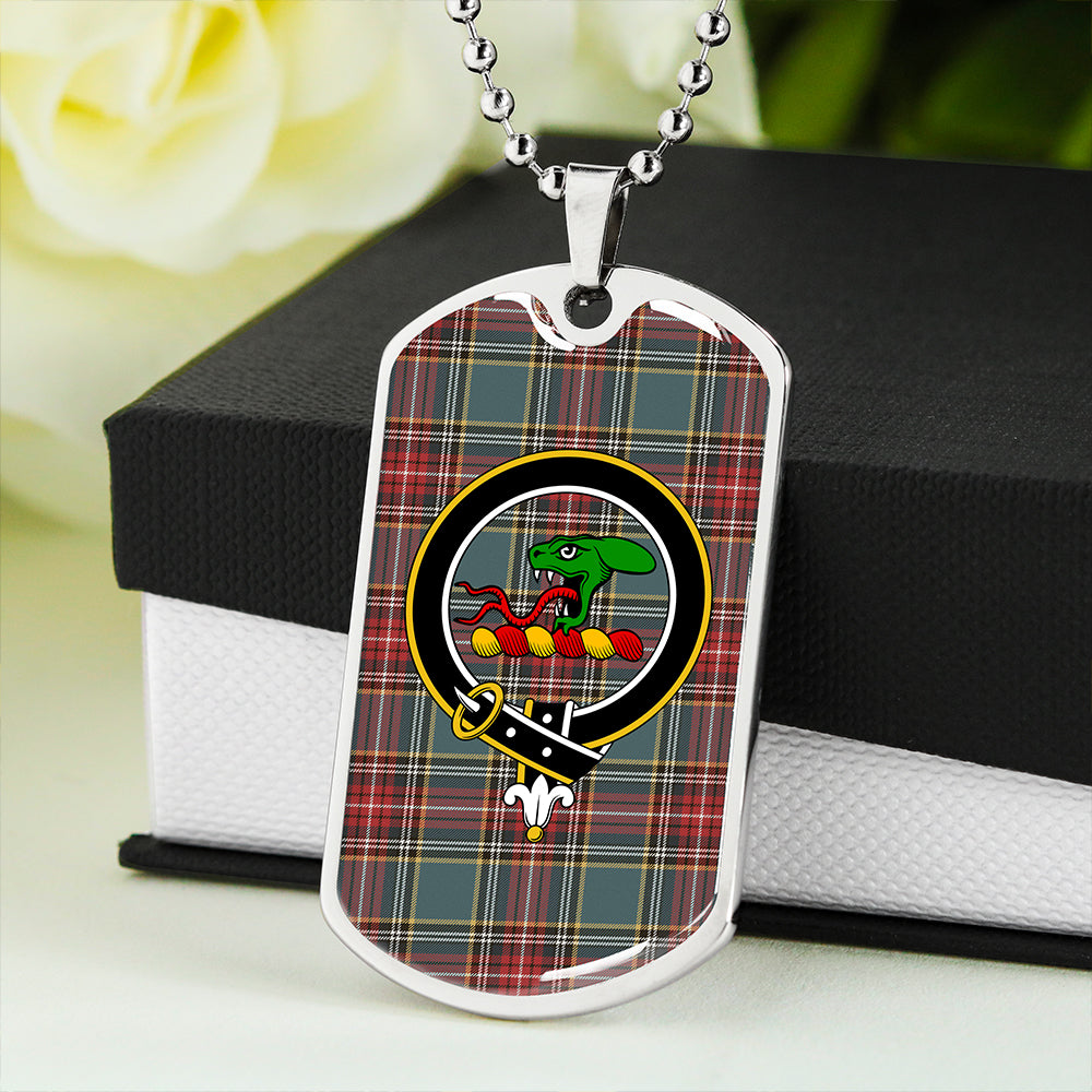 MacBeth Pleasanton Weathered Clan Badge Classic Tartan Dog Tag Necklace