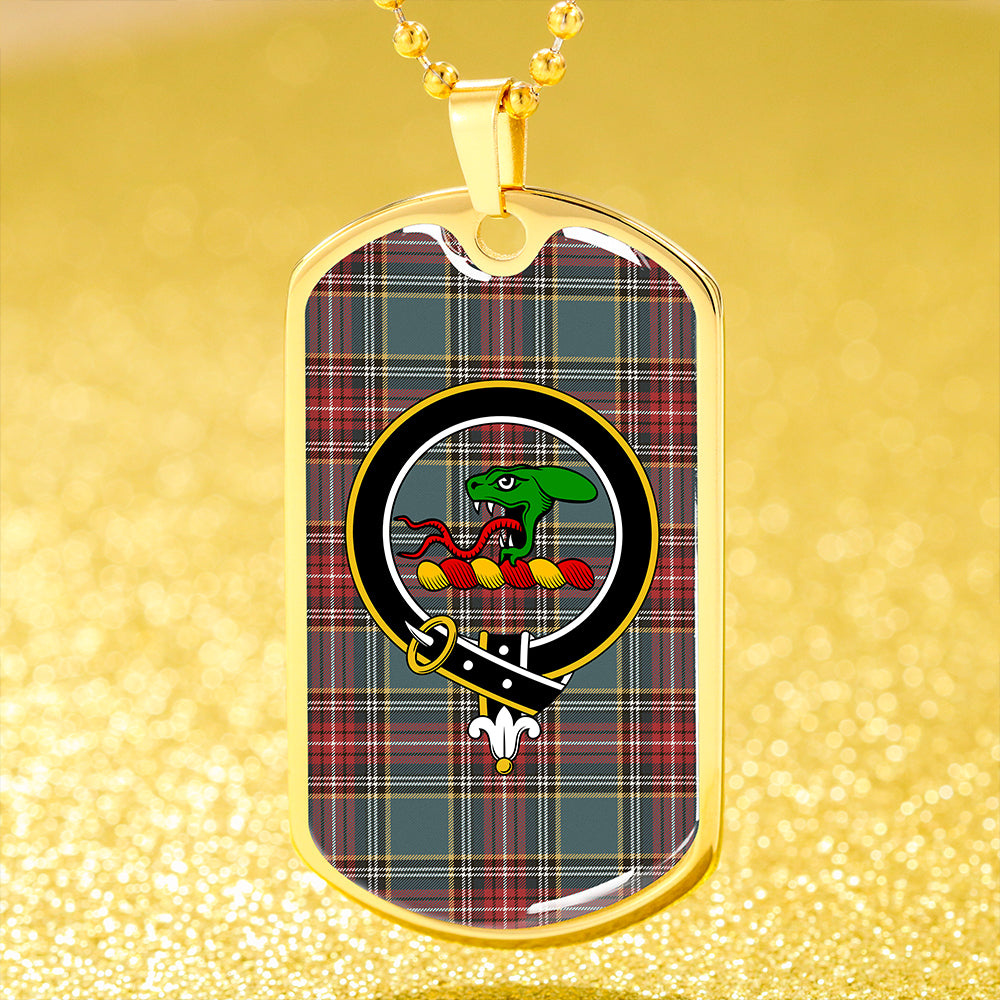 MacBeth Pleasanton Weathered Clan Badge Classic Tartan Dog Tag Necklace
