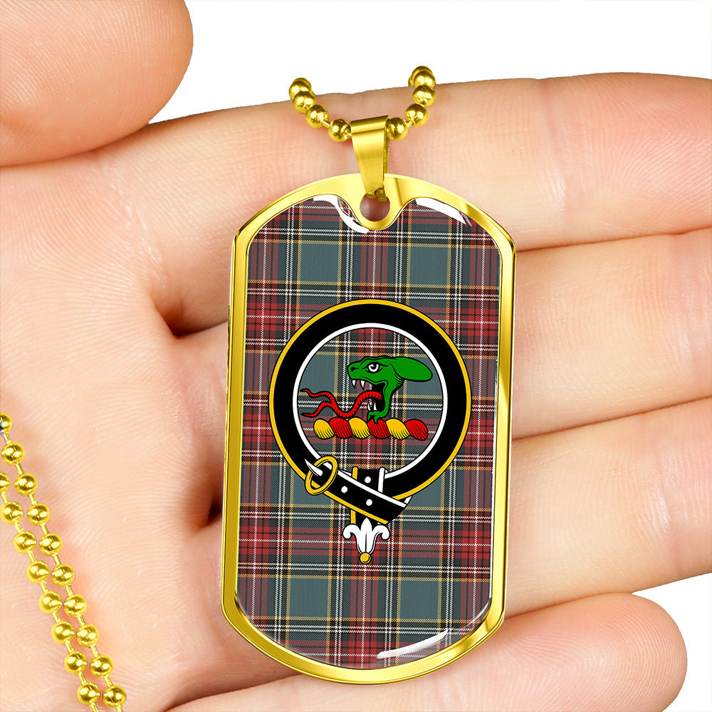 MacBeth Pleasanton Weathered Clan Badge Classic Tartan Dog Tag Necklace