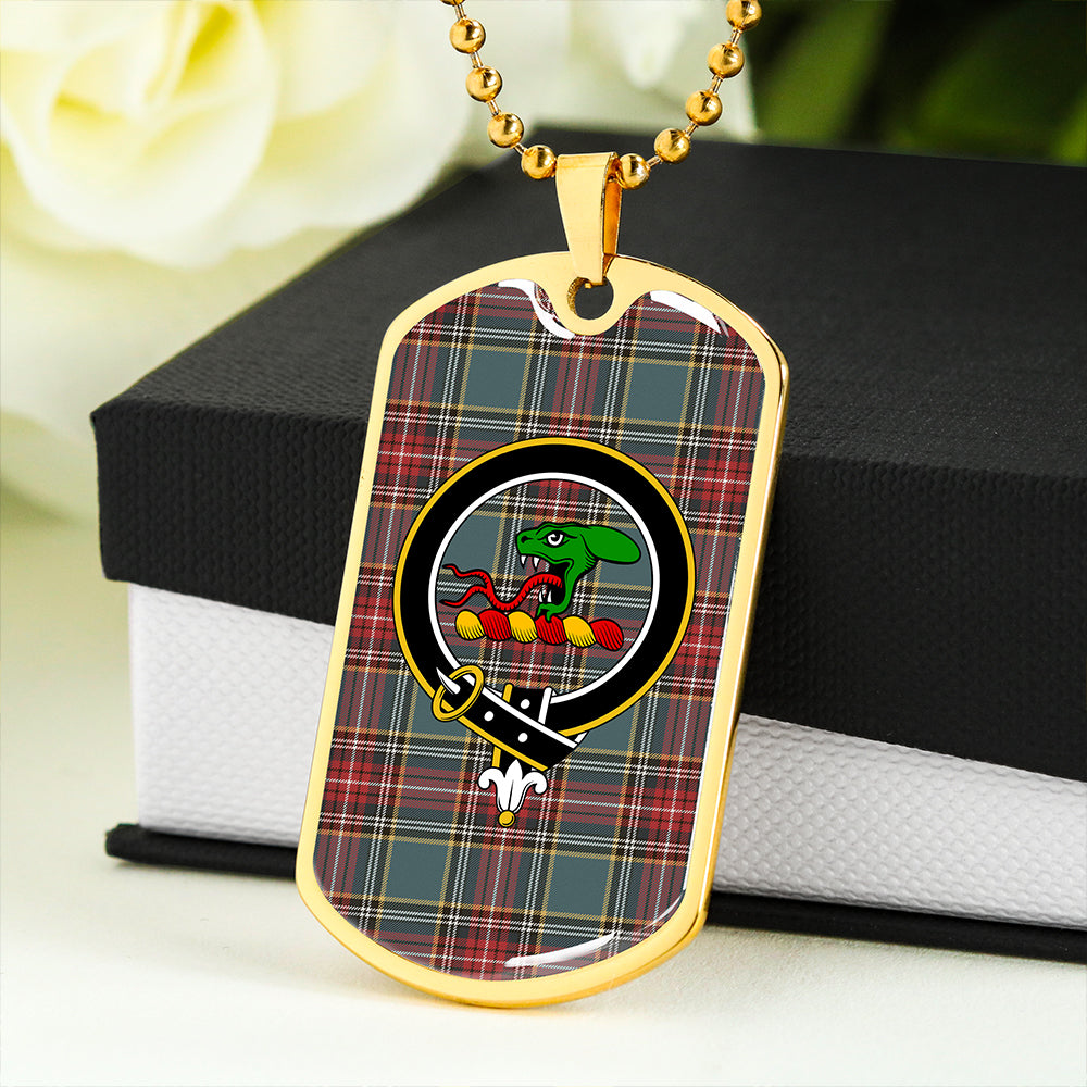 MacBeth Pleasanton Weathered Clan Badge Classic Tartan Dog Tag Necklace