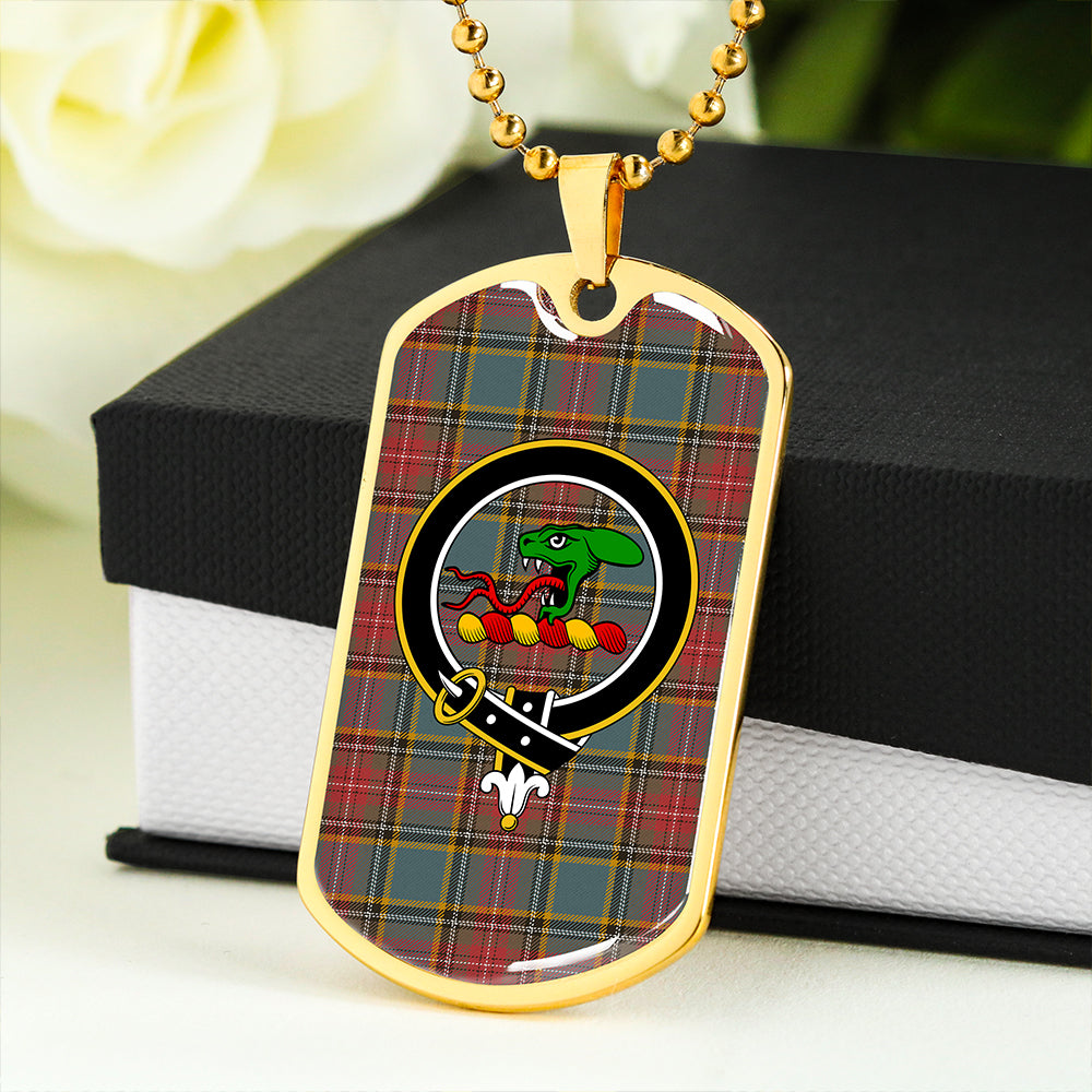 MacBeth Weathered Clan Badge Classic Tartan Dog Tag Necklace