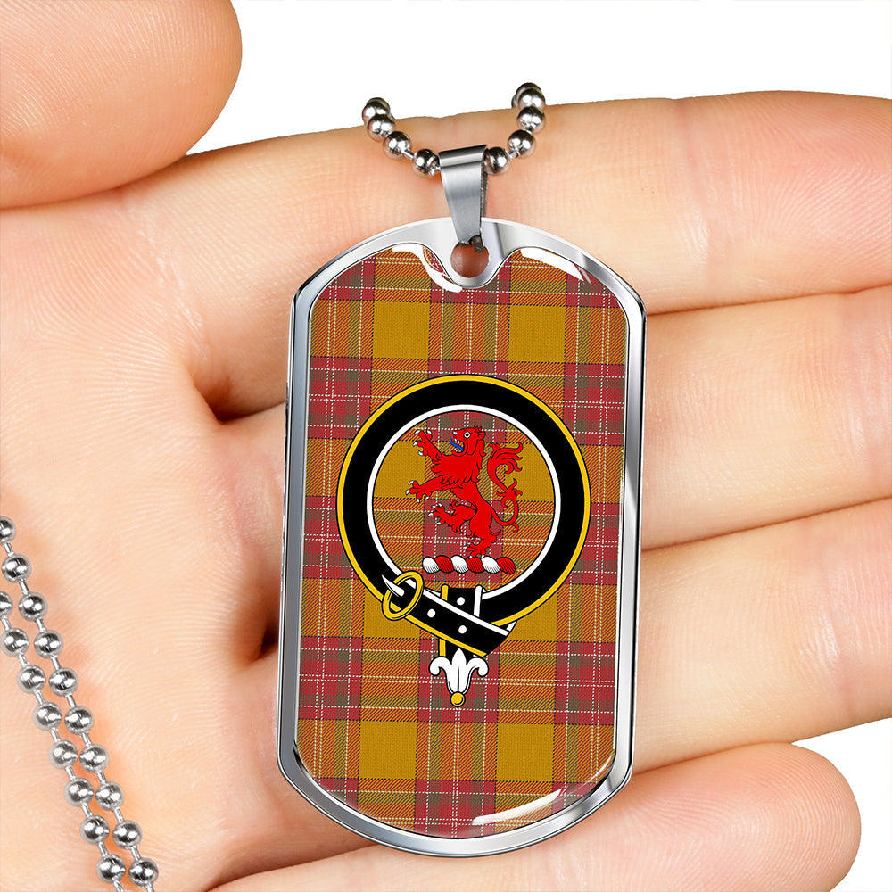 MacBrair Weathered Clan Badge Classic Tartan Dog Tag Necklace