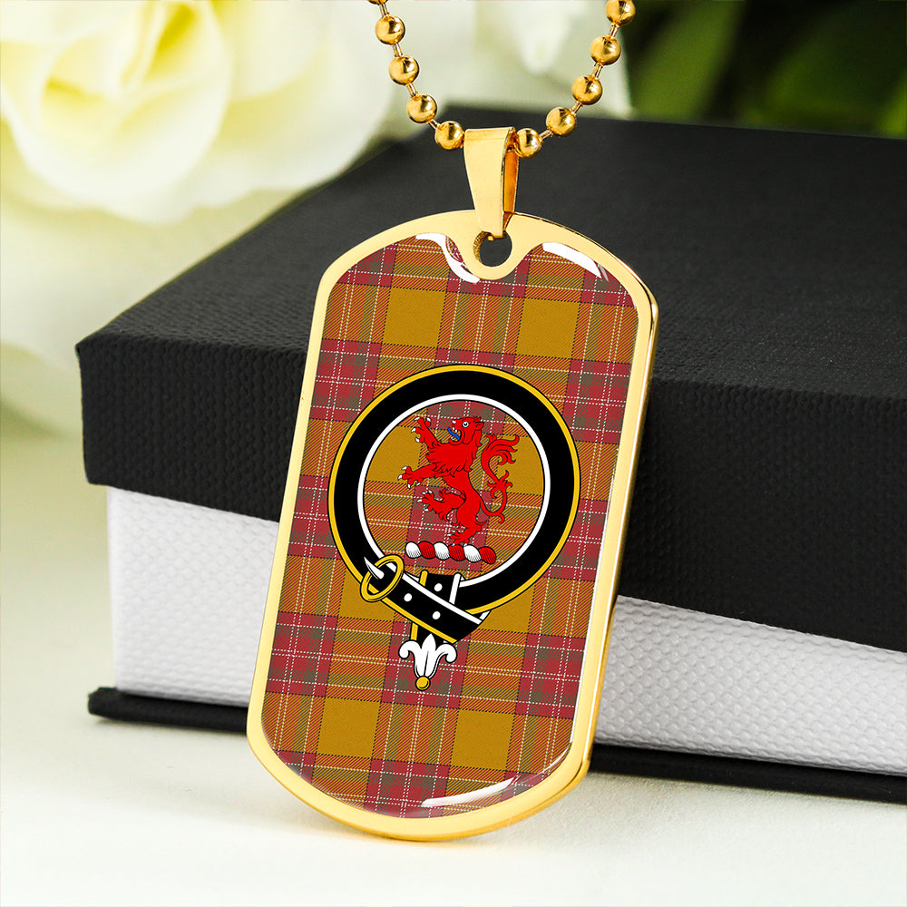 MacBrair Weathered Clan Badge Classic Tartan Dog Tag Necklace
