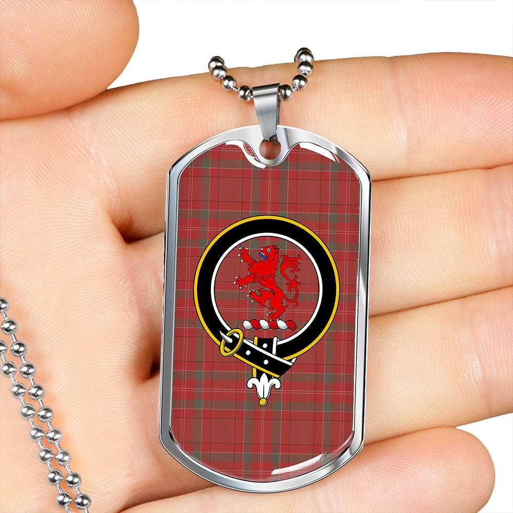 MacBrair #2 Weathered Clan Badge Classic Tartan Dog Tag Necklace
