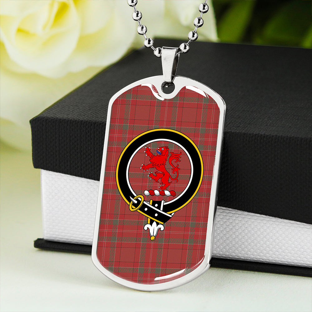 MacBrair #2 Weathered Clan Badge Classic Tartan Dog Tag Necklace