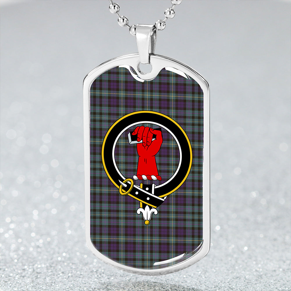 MacBride Weathered Clan Badge Classic Tartan Dog Tag Necklace