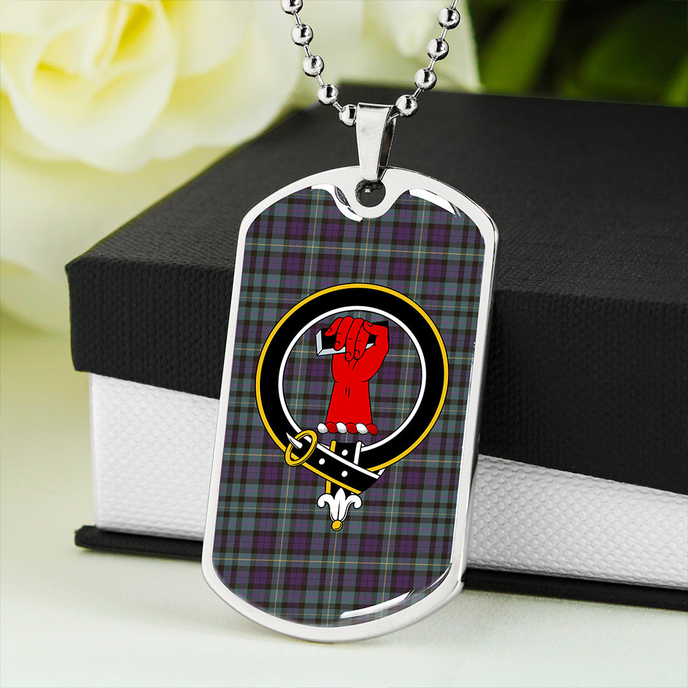 MacBride (MacBraid) Weathered Clan Badge Classic Tartan Dog Tag Necklace