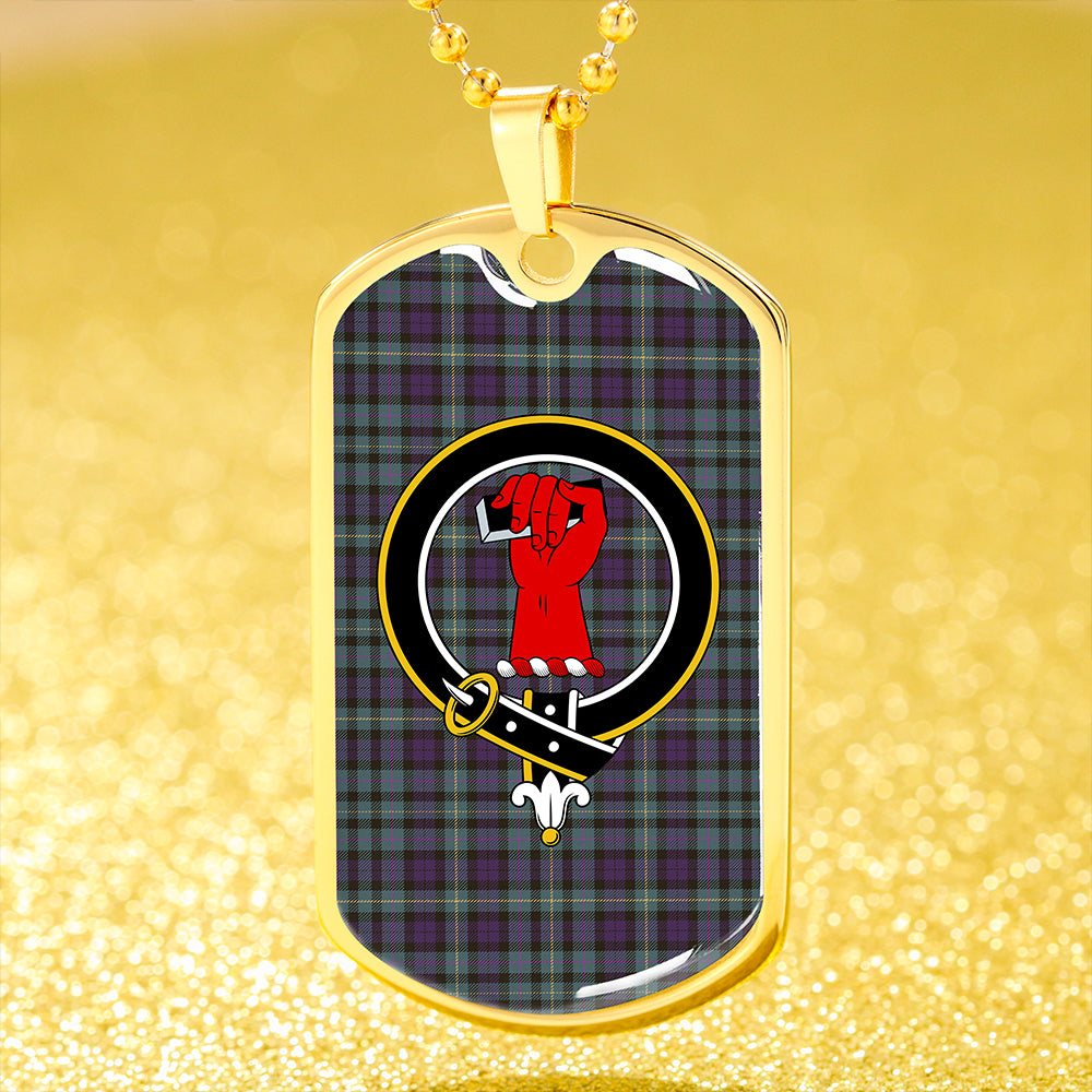 MacBride (MacBraid) Weathered Clan Badge Classic Tartan Dog Tag Necklace