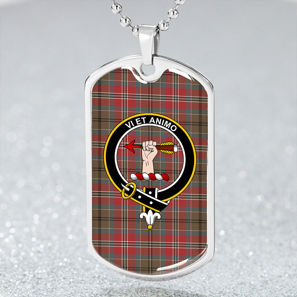 MacCulloch Weathered Clan Badge Classic Tartan Dog Tag Necklace