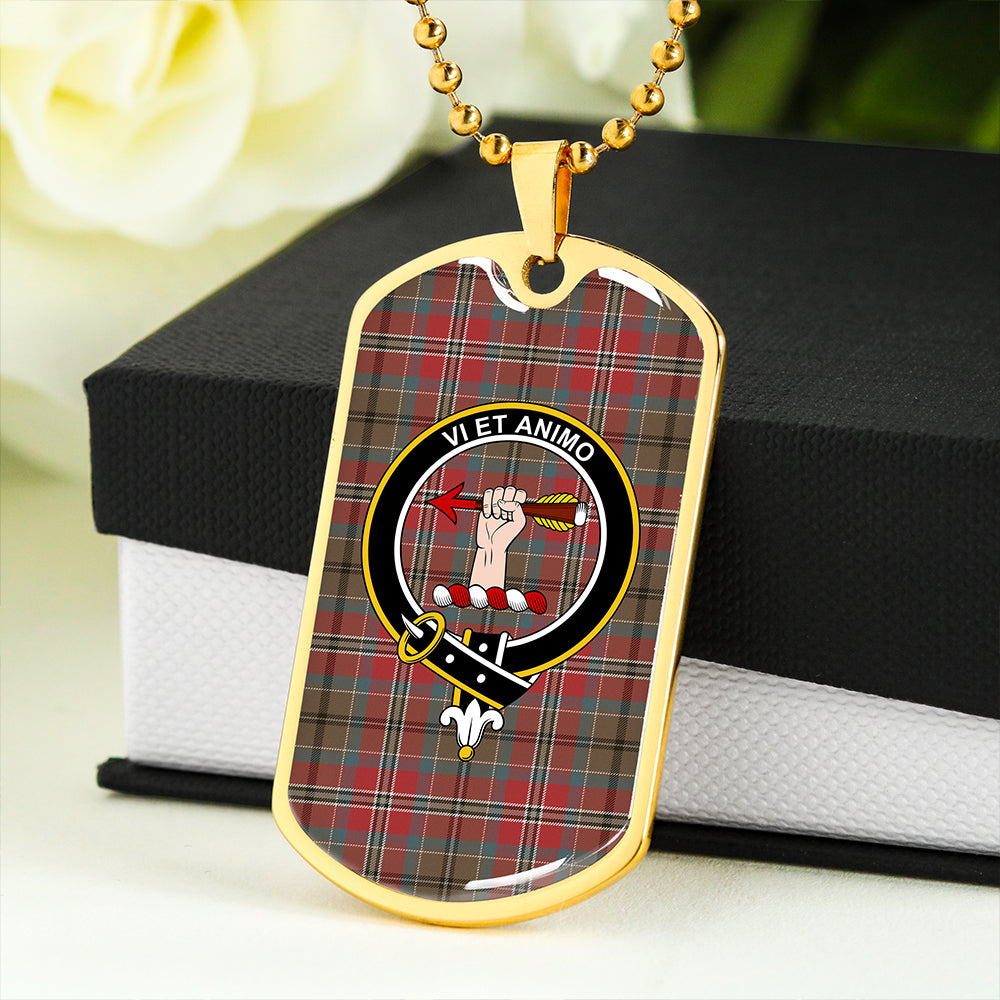 MacCulloch Weathered Clan Badge Classic Tartan Dog Tag Necklace
