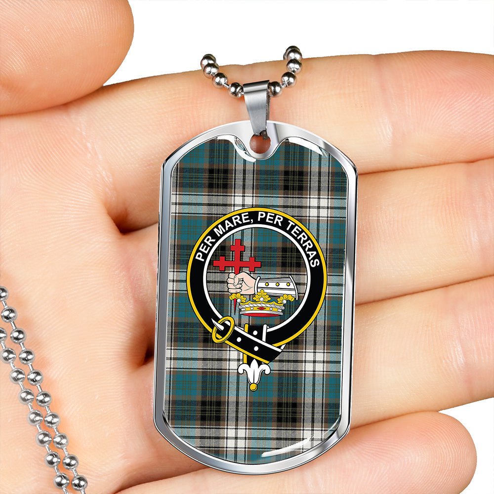 MacDonald Dress Muted Blue Special Ancient Clan Badge Classic Tartan Dog Tag Necklace