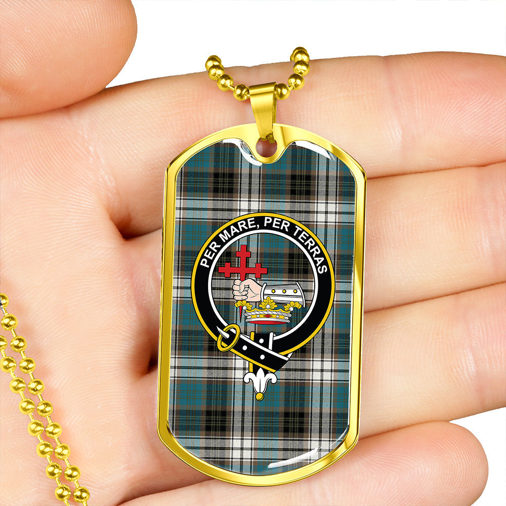 MacDonald Dress Muted Blue Special Ancient Clan Badge Classic Tartan Dog Tag Necklace